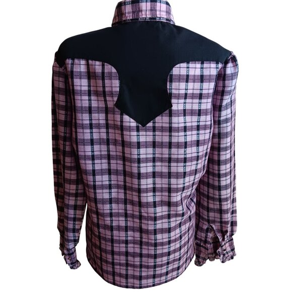 XL Vintage Women's Cowgirl Shirt Top H Bar C Lilac Frilly Snap Western 80's Boho - Picture 3 of 6